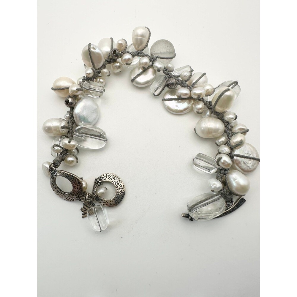 Silpada Sterling Silver Freshwater Pearl Quartz Effervescent Bracelet 8”